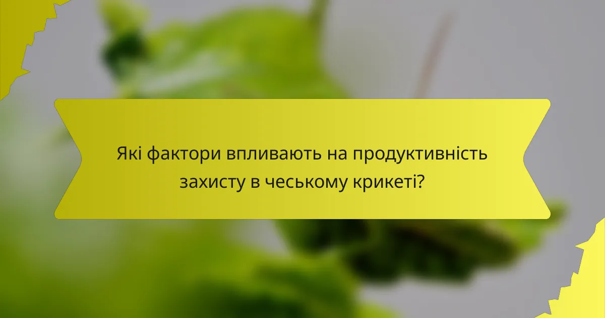 Які фактори впливають на продуктивність захисту в чеському крикеті?