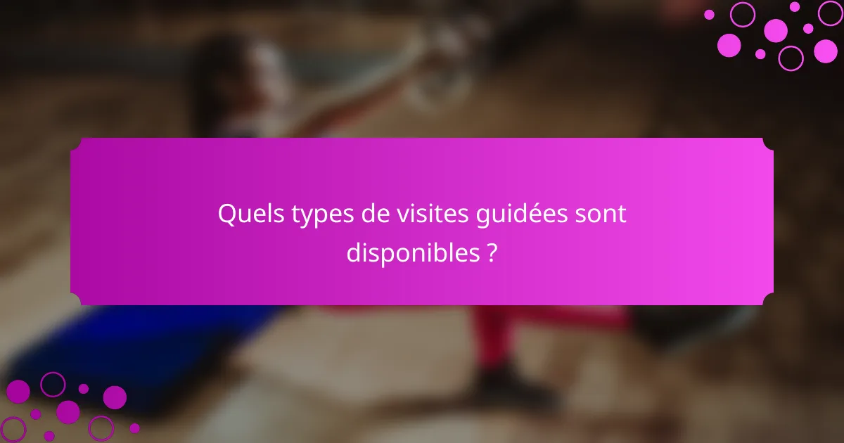 Quels types de visites guidées sont disponibles ?
